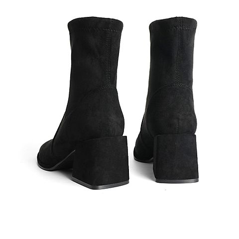 森达2021冬季新款时尚潮流显瘦ins风粗跟休闲女中筒靴Z0811DZ1