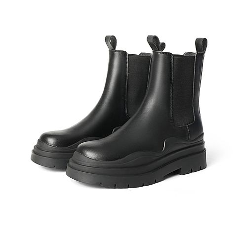 森达2021冬季新款时尚显瘦烟筒靴休闲女切尔西中筒靴Z0816DZ1