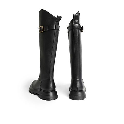 森达2021冬季新款时尚气质性感皮带扣显瘦休闲女长筒靴Z0817DC1