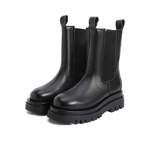 森达2021冬季新款专柜同款简约时尚厚底女切尔西中筒靴4EN01DZ1