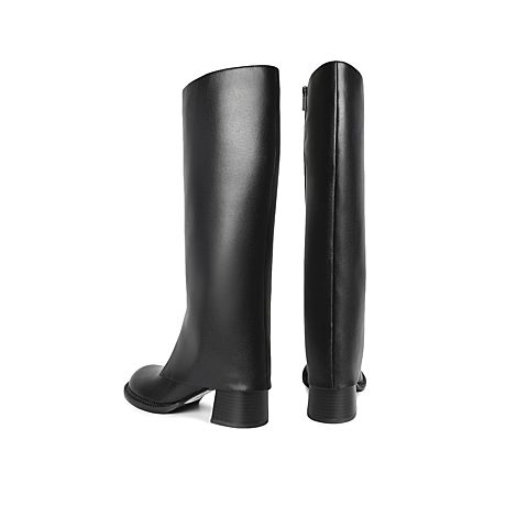 森达2021冬季新款裤管长筒骑士西部靴增高粗高跟长靴Z0819DC1