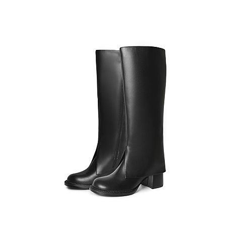 森达2021冬季新款裤管长筒骑士西部靴增高粗高跟长靴Z0819DC1