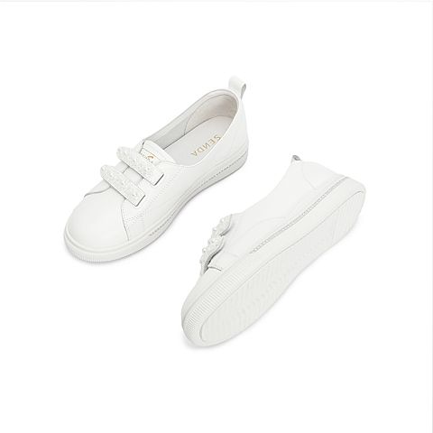 森达2022春季新款商场同款时尚简约户外休闲女小白鞋3BJ01AA2