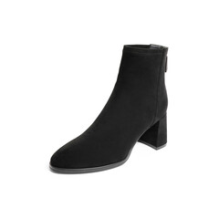 森达时尚弹力靴女2022冬新商场同款舒适休闲粗跟短靴4PH41DD2