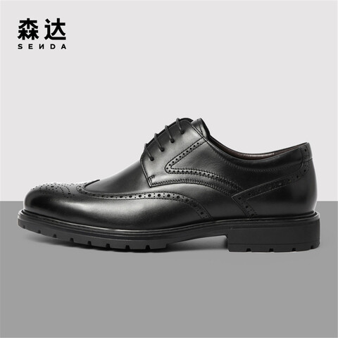 森达英伦正装鞋男2022冬季新款商场同款布洛克皮鞋1EG01DM2