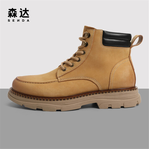 森达时尚马丁靴男2022冬季新款户外工装潮流休闲短靴ZY749DD2