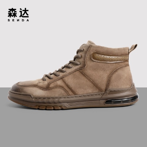 森达户外工装靴男2022冬季新款时尚潮流徒步平底休闲短靴ZY904DD2