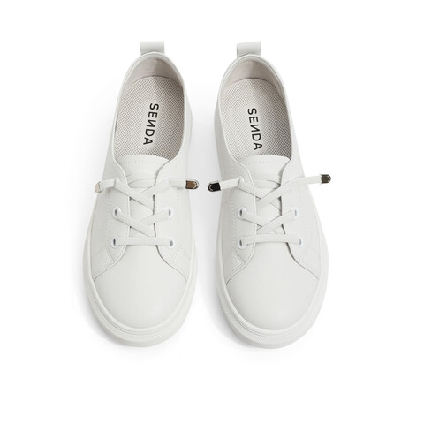 森达时尚小白鞋女2023春季新款商场同款简约休闲板鞋VZUX7AM3