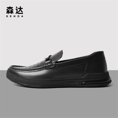 森达时尚休闲皮鞋男2023春季新款商场同款一脚蹬舒适单鞋V8U05AM3