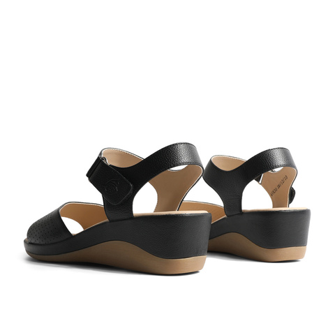 森达时尚皮凉鞋女2023夏季新款商场同款气质坡跟通勤休闲4VK30BL3