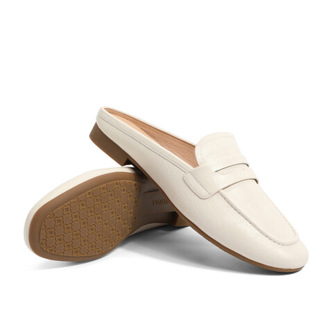 森达气质穆勒鞋女春商场同款压花纹平跟凉鞋4DJ30BH3