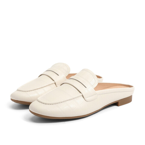 森达气质穆勒鞋女春商场同款压花纹平跟凉鞋4DJ30BH3