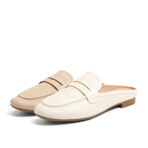 森达气质穆勒鞋女春商场同款压花纹平跟凉鞋4DJ30BH3