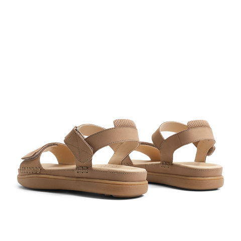 森达简约皮凉鞋女2023夏季新款商场同款舒适平底户外休闲4DL30BL3