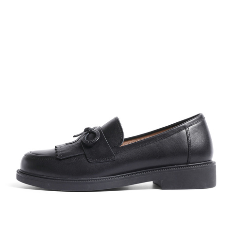 森达英伦乐福鞋女2023春季新款时尚蝴蝶结流苏舒适单鞋ZTA02AA3