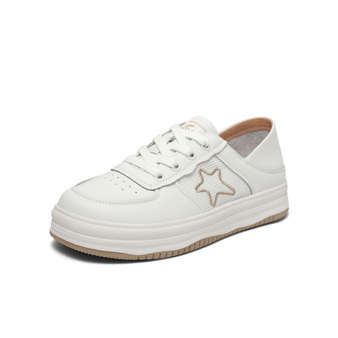 森达潮流板鞋女2023夏季新款商场同款网面透气星星小白鞋SNG02BM3