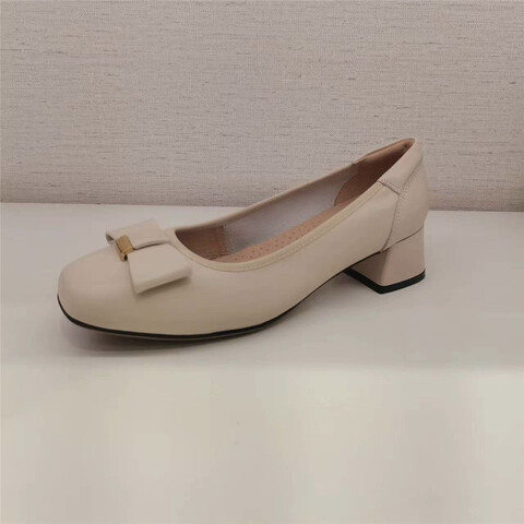 森达气质小皮鞋女春商场同款通勤蝴蝶结粗跟单鞋SQA01CQ3