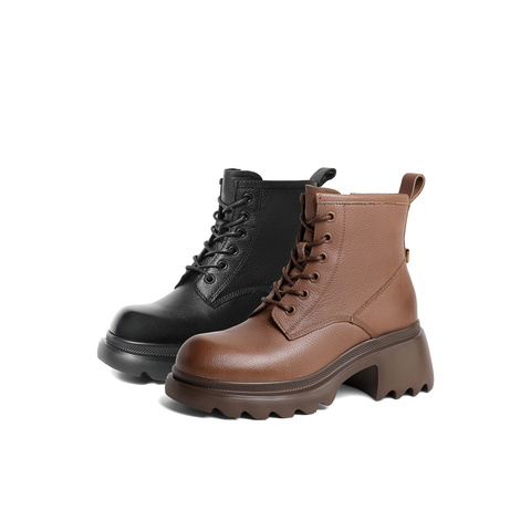 森达马丁靴女春商场同款潮流粗跟短靴STU01DD3