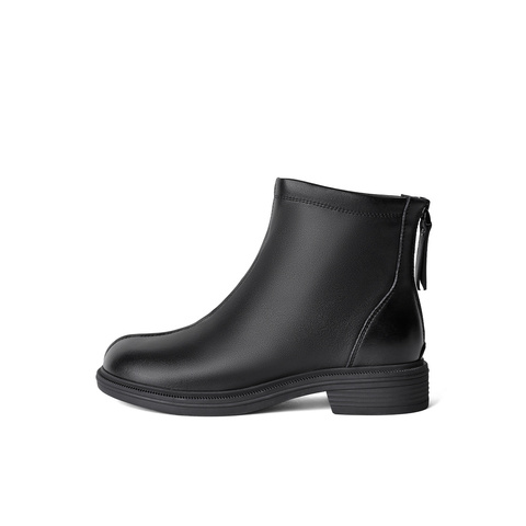森达简约时装靴女2023冬季新款商场同款气质显瘦弹力短靴STK01DD3