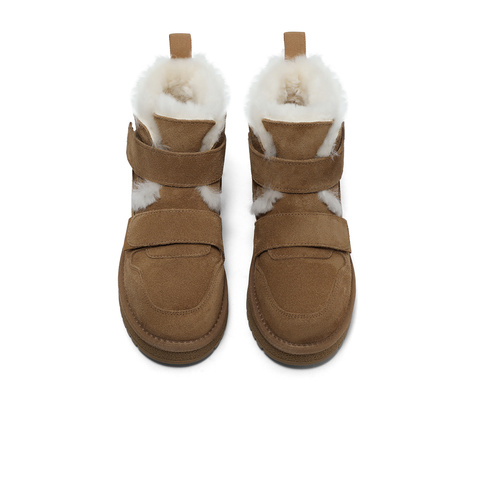 森达雪地靴女春商场同款舒适保暖绒毛短靴SUJ01DD3