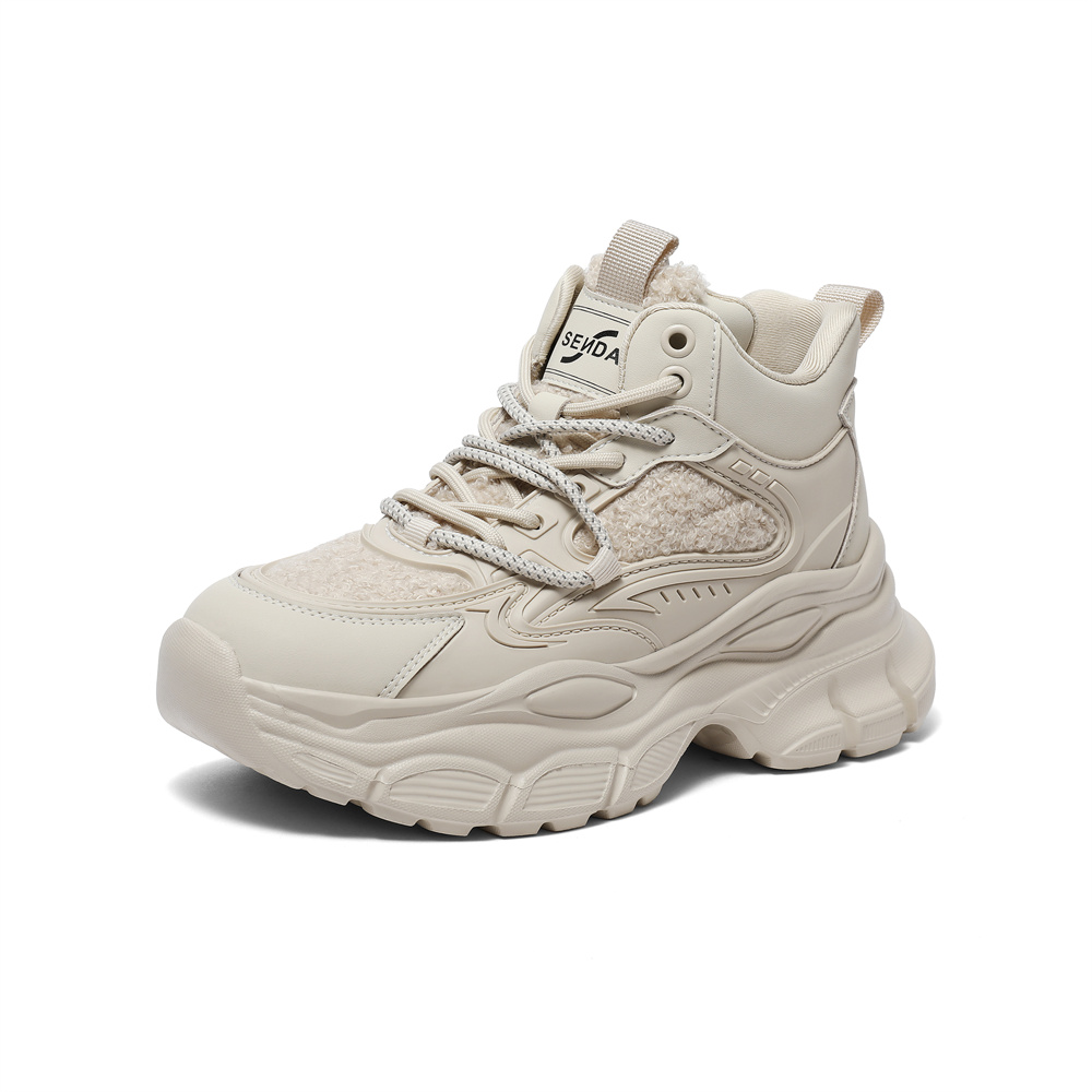 森达时尚老爹鞋女2023冬季新款商场同款户外运动风厚底短靴SUL01DD3