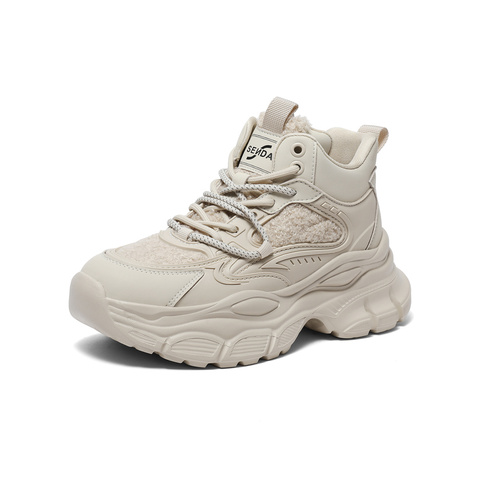 森达时尚老爹鞋女2023冬季新款商场同款户外运动风厚底短靴SUL01DD3