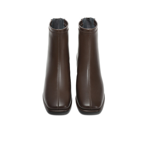 森达气质弹力靴女2023冬季新款时尚显瘦粗跟休闲短靴ZTD12DD3