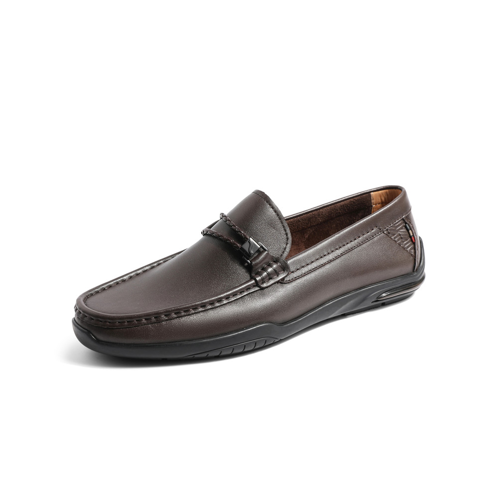 森达乐福鞋男2023秋季秋舒适一脚蹬平底休闲皮鞋ZY428CM3