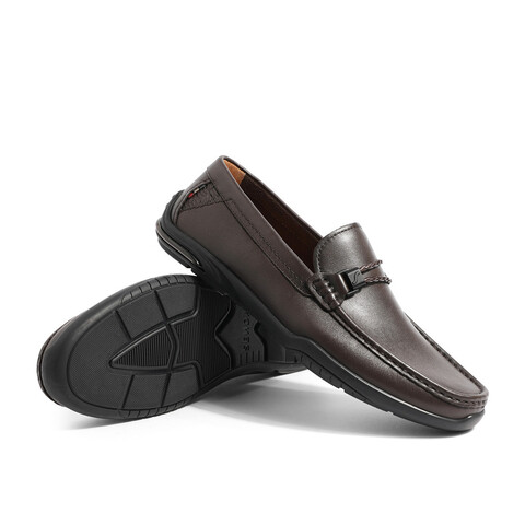 森达乐福鞋男2023秋季秋舒适一脚蹬平底休闲皮鞋ZY428CM3