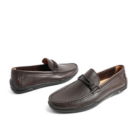 森达乐福鞋男2023秋季秋舒适一脚蹬平底休闲皮鞋ZY428CM3