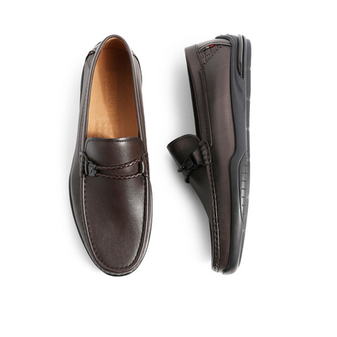 森达乐福鞋男2023秋季秋舒适一脚蹬平底休闲皮鞋ZY428CM3