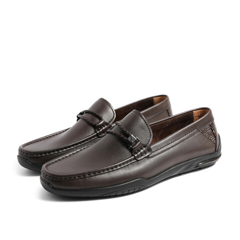 森达乐福鞋男2023秋季秋舒适一脚蹬平底休闲皮鞋ZY428CM3