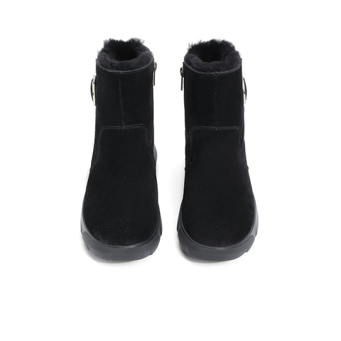 森达户外雪地靴女2023冬新商场同款舒适保暖毛绒短靴SVR01DD3