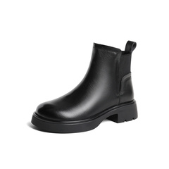 森达舒适弹力靴女2023冬季新款商场同款气质黑色粗跟短靴SVZ01DD3