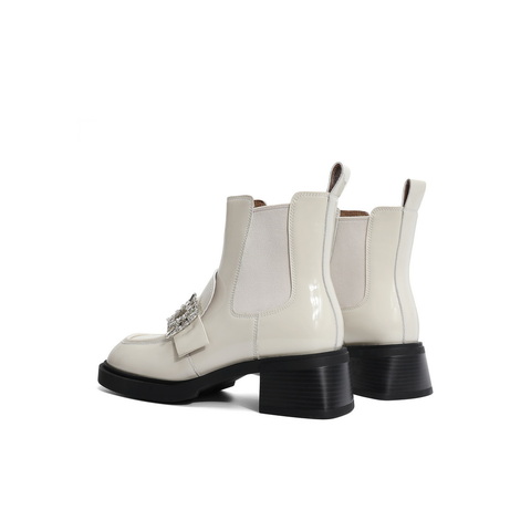 森达时尚切尔西靴女2023冬季新款水钻圆头厚底粗跟短靴ZTD50DD3