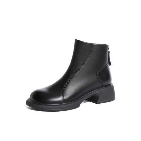 森达气质时装靴女冬商场同款软面粗跟短靴SYC01DD3