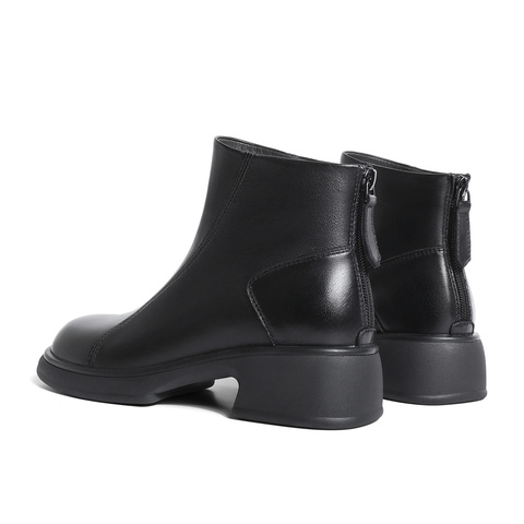 森达气质时装靴女2023冬季新款商场同款软面粗跟休闲短靴SYC01DD3