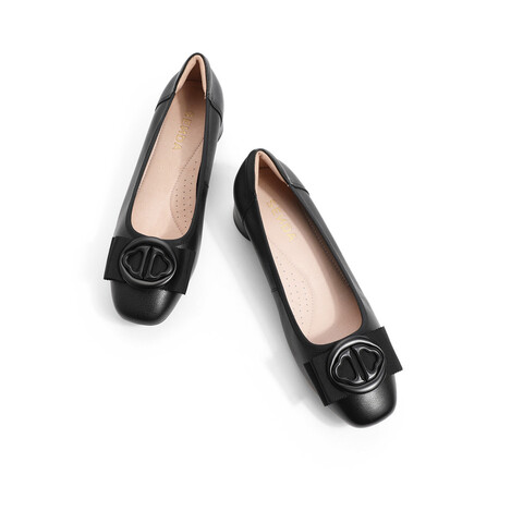 森达简约皮鞋女2023春新款商场同款通勤粗跟浅口单鞋4GA06AQ3