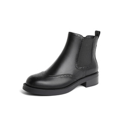 森达英伦切尔西靴女2023冬季新款商场同款布洛克休闲短靴4IN42DD3