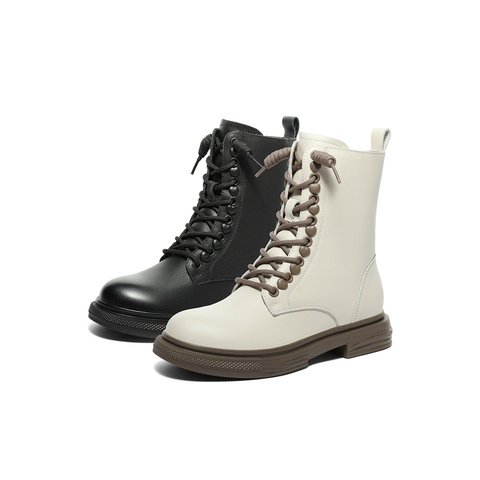 森达时尚马丁靴女2023冬季新款商场同款机车风显瘦休闲靴SUM01DZ3