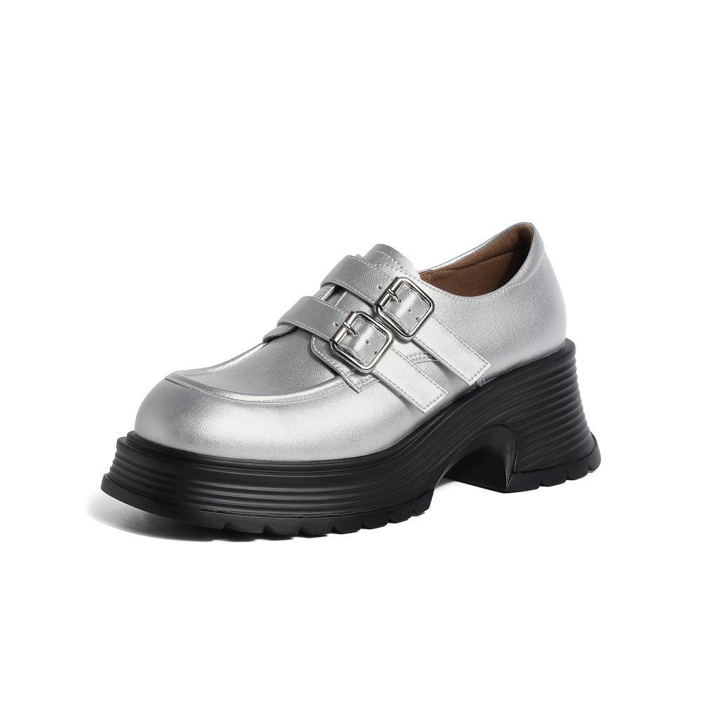 森达牛津鞋女2024春季新款潮流皮带扣厚底显高休闲单鞋ZTA30AM4