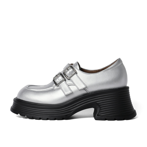 森达牛津鞋女2024春季新款潮流皮带扣厚底显高休闲单鞋ZTA30AM4