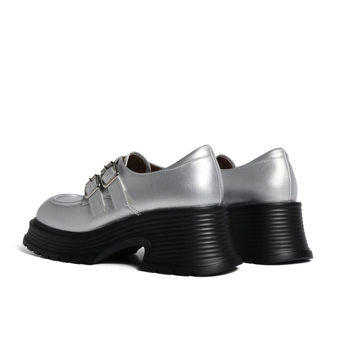 森达牛津鞋女2024春季新款潮流皮带扣厚底显高休闲单鞋ZTA30AM4