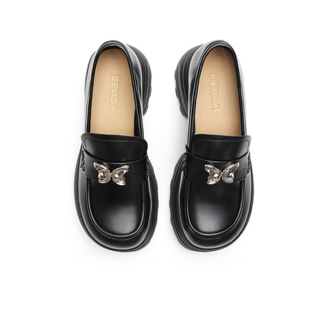 森达乐福鞋女2024春季新款一脚蹬学院风厚底显高舒适单鞋ZTA44AA4