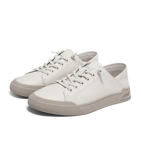 森达简约板鞋男2024夏新商场同款舒适软面平底休闲小白鞋1NQ01BM4