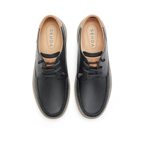 森达舒适休闲皮鞋男2024春新商场同款软面平底户外休闲鞋41C07AM4