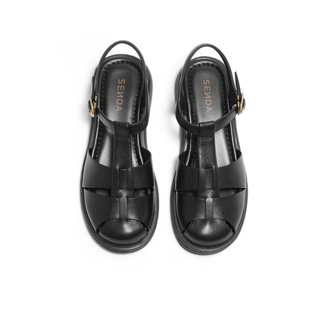 森达气质罗马凉鞋女2024夏新款商场同款复古休闲后空凉鞋4JO32BH4