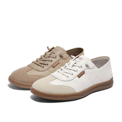 森达时尚板鞋男2024夏新商场同款轻便软面休闲小白鞋K1F01BM4