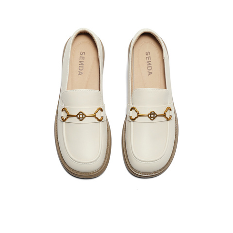 森达通勤乐福鞋女2024春新商场同款马衔扣一脚蹬单鞋SXG01AA4