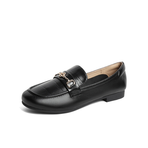 森达气质乐福鞋女春新商场同款欧美马衔扣职场单鞋SWX01AA4